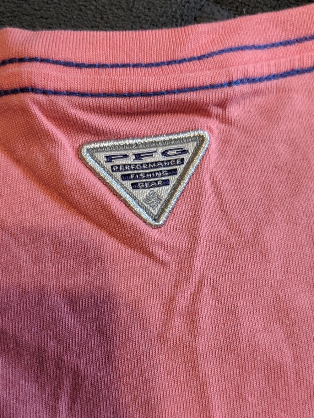 Columbia PFG Women's Peachy-Pink Tee With Blue & White Gingham Pocket Size L - Picture 7 of 9